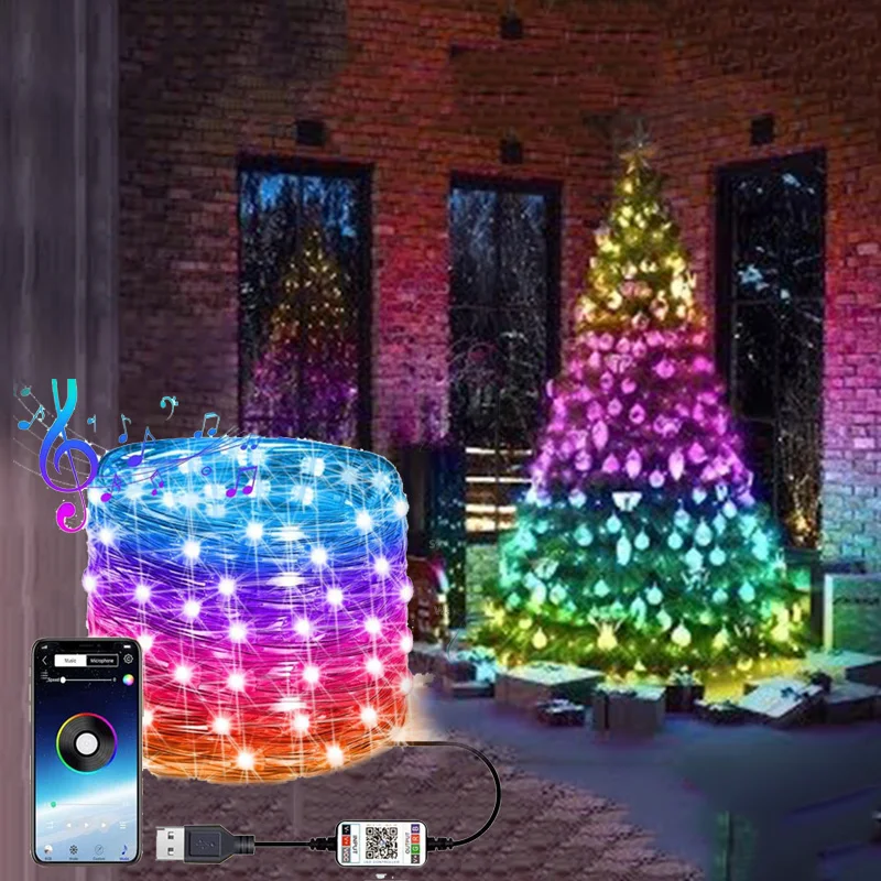 Christmas Tree Decor Smart USB LED String Light Bluetooth App Control Colorful Light Waterproof Fairy Lights Xmas New Year Decor
Christmas Tree Decor Smart USB LED String Light Bluetooth App Control Colorful Light Waterproof Fairy Lights Xmas New Year Decor