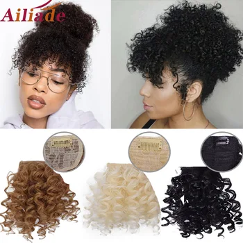 AILIADE Short Kinky Curly Synthetic High Puff with Bangs Afro Drawstring Ponytail for Women with Bangs Black Color Heat Resistan
AILIADE Short Kinky Curly Synthetic High Puff with Bangs Afro Drawstring Ponytail for Women with Bangs Black Color Heat Resistan