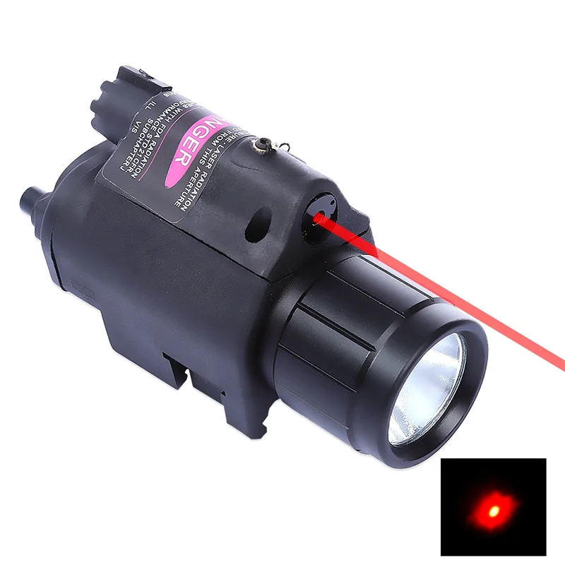 Фото Тактический красный лазерный прицел светодиодный фонарик с рельсовым