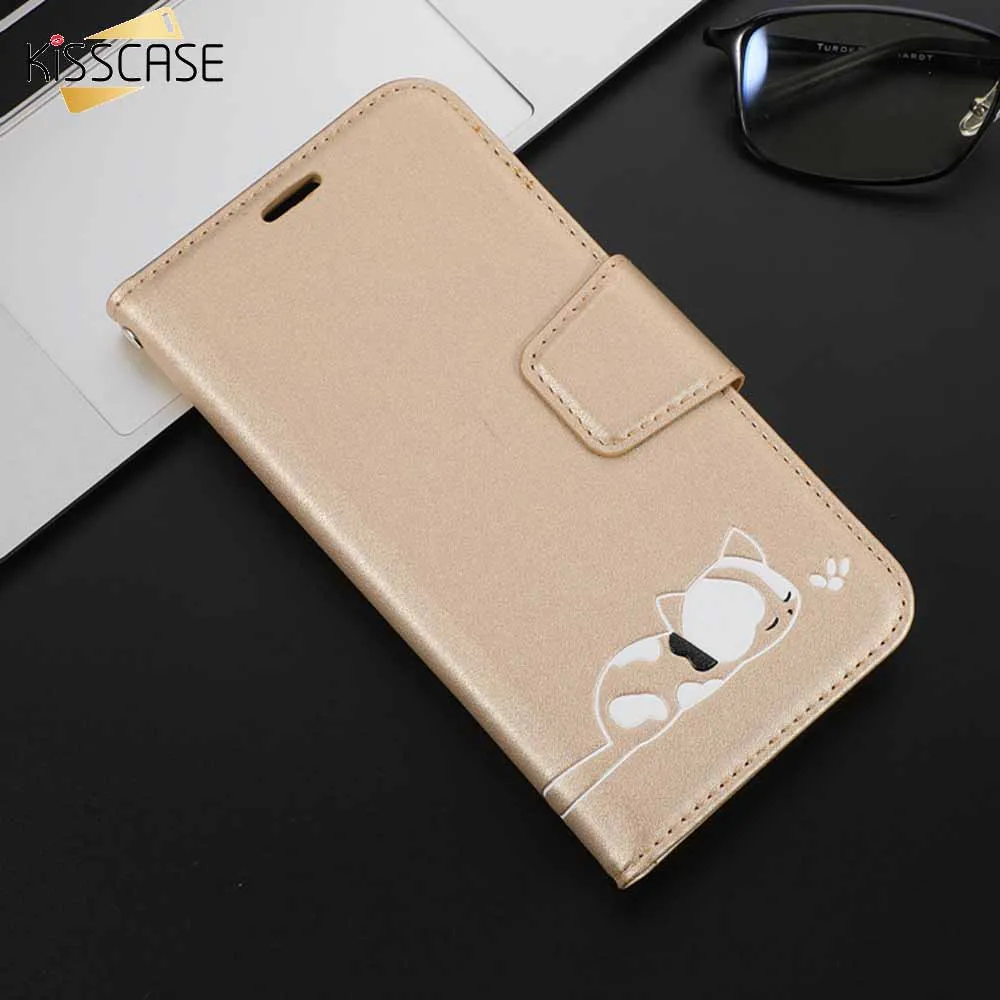 Кожаный чехол книжка KISSCASE с милыми кошками для Huawei P20 Lite P30 P Smart 2019 Honor 20