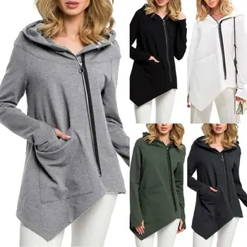 Hot Autumn Winter Women Solid Color Zipper Irregular Hooded Coat with Big Nylon Polyester Spandex Casual Long Sleeve Coat
Hot Autumn Winter Women Solid Color Zipper Irregular Hooded Coat with Big Nylon Polyester Spandex Casual Long Sleeve Coat
