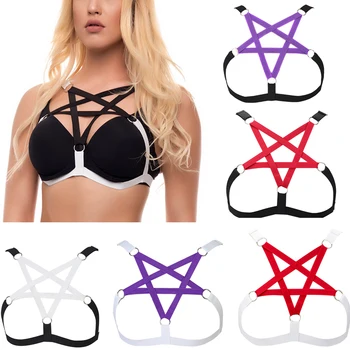 Pentagram Strappy Harness Top Hollow Out Body Cross Cage Bra Cupless Multicolor Adjust Plus Size Lingerie Fetish Gothic Rave 
Pentagram Strappy Harness Top Hollow Out Body Cross Cage Bra Cupless Multicolor Adjust Plus Size Lingerie Fetish Gothic Rave