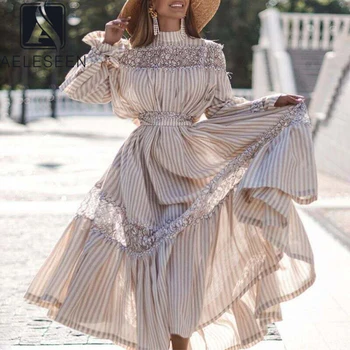AELESEEN Vintage Striped Dress Women Runway Fashion Autumn Lantern Sleeve Lace Patchwork Elegant Party Holiday Dress Vestidos 
AELESEEN Vintage Striped Dress Women Runway Fashion Autumn Lantern Sleeve Lace Patchwork Elegant Party Holiday Dress Vestidos