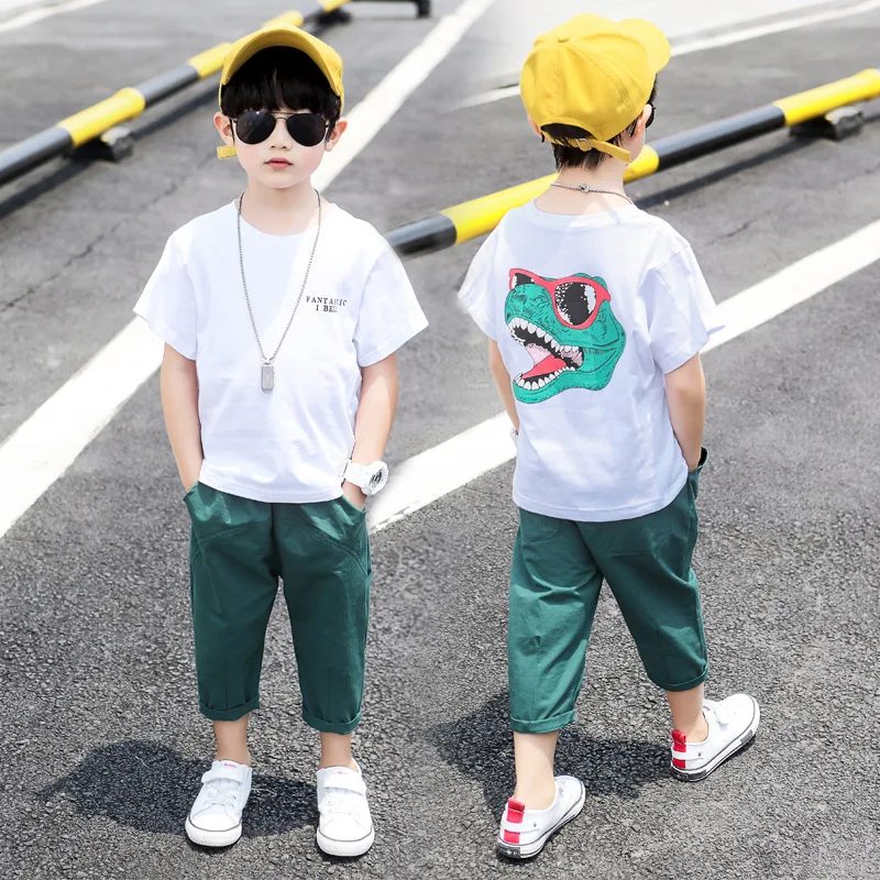 Boy's Sport Suit Children's Summer Suit Boy's Short-sleeved T-shirt +green Color Pant Pure Cotton Two-piece Sets 4-15 Ages 40
Boy's Sport Suit Children's Summer Suit Boy's Short-sleeved T-shirt +green Color Pant Pure Cotton Two-piece Sets 4-15 Ages 40