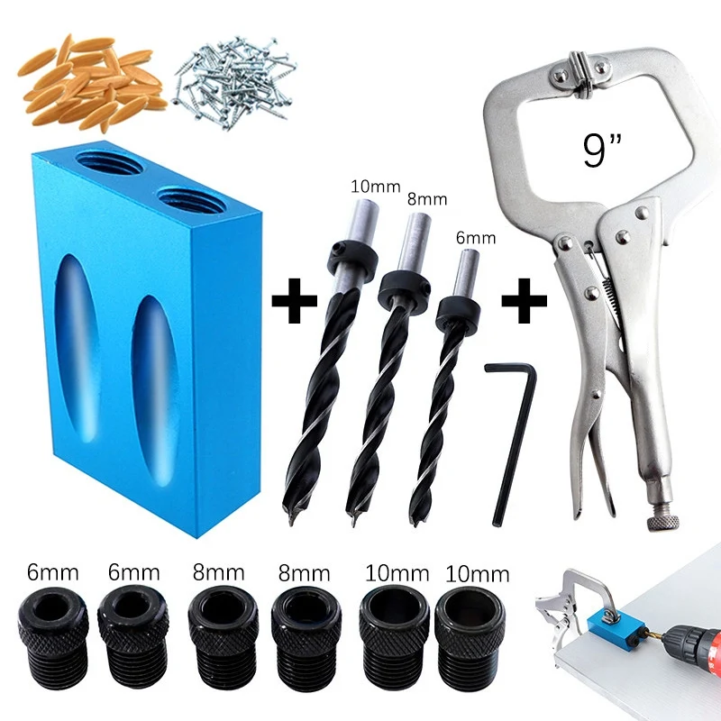 DIY Drilling Bits Jig Clamp Wood 6/8/10mm15 Angle Woodworking Guide Positioner Kit Oblique Hole Locator Positioner
DIY Drilling Bits Jig Clamp Wood 6/8/10mm15 Angle Woodworking Guide Positioner Kit Oblique Hole Locator Positioner