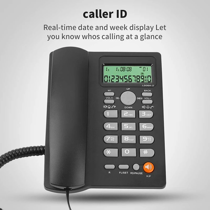 Desktop Corded Telephone with Caller ID Display, Adjustable Volume, Real Time Date Wired Landline Phone for Home/Hotel/Office
Desktop Corded Telephone with Caller ID Display, Adjustable Volume, Real Time Date Wired Landline Phone for Home/Hotel/Office