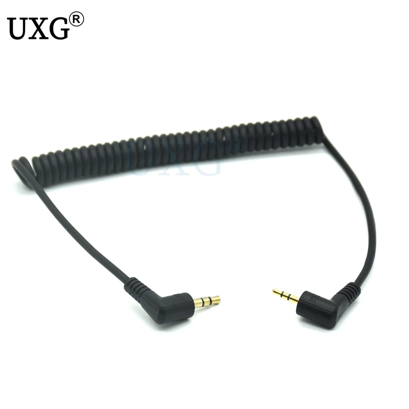 

90 Degree 3.5mm 3 Pole Male To 2.5mm 3 Pole Male Headphone Stereo Audio AUX Mini Spring Coiled Spiral Cable