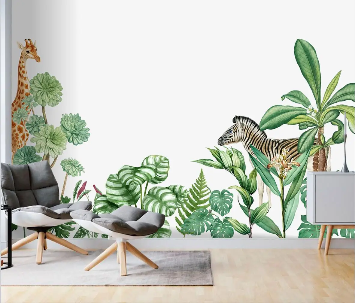 beibehang Customized 3d wallpaper Nordic hand-painted small fresh medieval tropical plant zebra background mural wall paper
beibehang Customized 3d wallpaper Nordic hand-painted small fresh medieval tropical plant zebra background mural wall paper