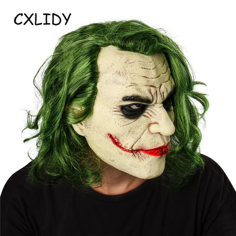 Movie Mask for Face The Dark Cosplay Horror Scary Clown Mask with Green Hair Wig Halloween Latex Mask Halloween Party Masks (2)