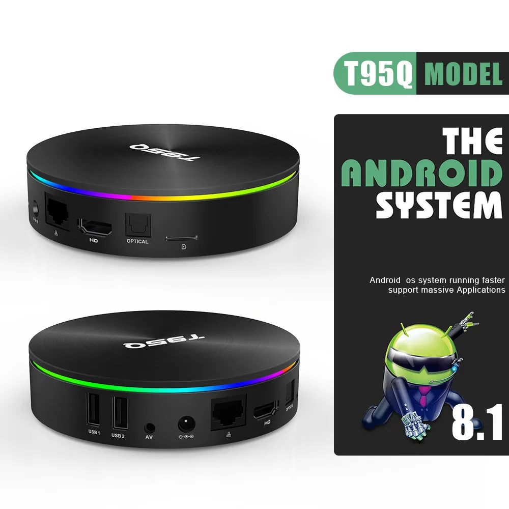 T95Q 4GB 64GB Android 8.1 LPDDR4 Amlogic S905X2 TV BOX Quad Core 2.4G&5GHz Dual Wifi BT4.1 1000M H.265 4K Media Player Smart Box
T95Q 4GB 64GB Android 8.1 LPDDR4 Amlogic S905X2 TV BOX Quad Core 2.4G&5GHz Dual Wifi BT4.1 1000M H.265 4K Media Player Smart Box