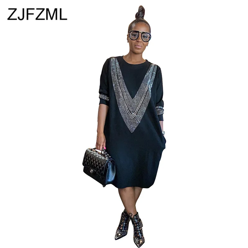 Rhinestones Sexy Winter Dress Women Round Neck Long Sleeve Side Pockets Causal Dress Plus Size Autumn Loose Maxi Ladies Dresses
Rhinestones Sexy Winter Dress Women Round Neck Long Sleeve Side Pockets Causal Dress Plus Size Autumn Loose Maxi Ladies Dresses