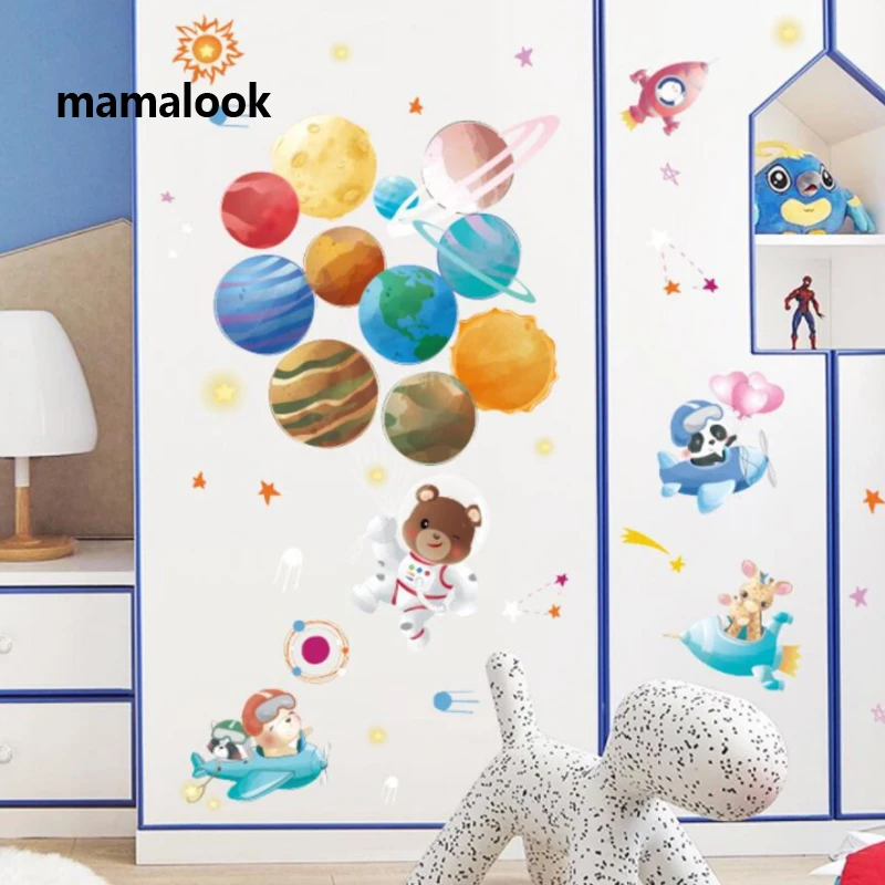 Cartoon bear space children's room entrance classroom background decoration wall stickers
Cartoon bear space children's room entrance classroom background decoration wall stickers