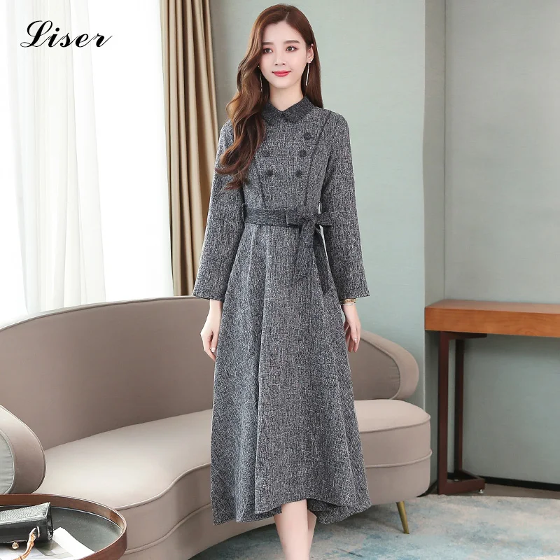 Gray Dress Women 2019 New Collar Buttons Sashes Long Sleeve Solid Dresses Midi Korean Casual Vintage Office Ladies Autumn Winter
Gray Dress Women 2019 New Collar Buttons Sashes Long Sleeve Solid Dresses Midi Korean Casual Vintage Office Ladies Autumn Winter