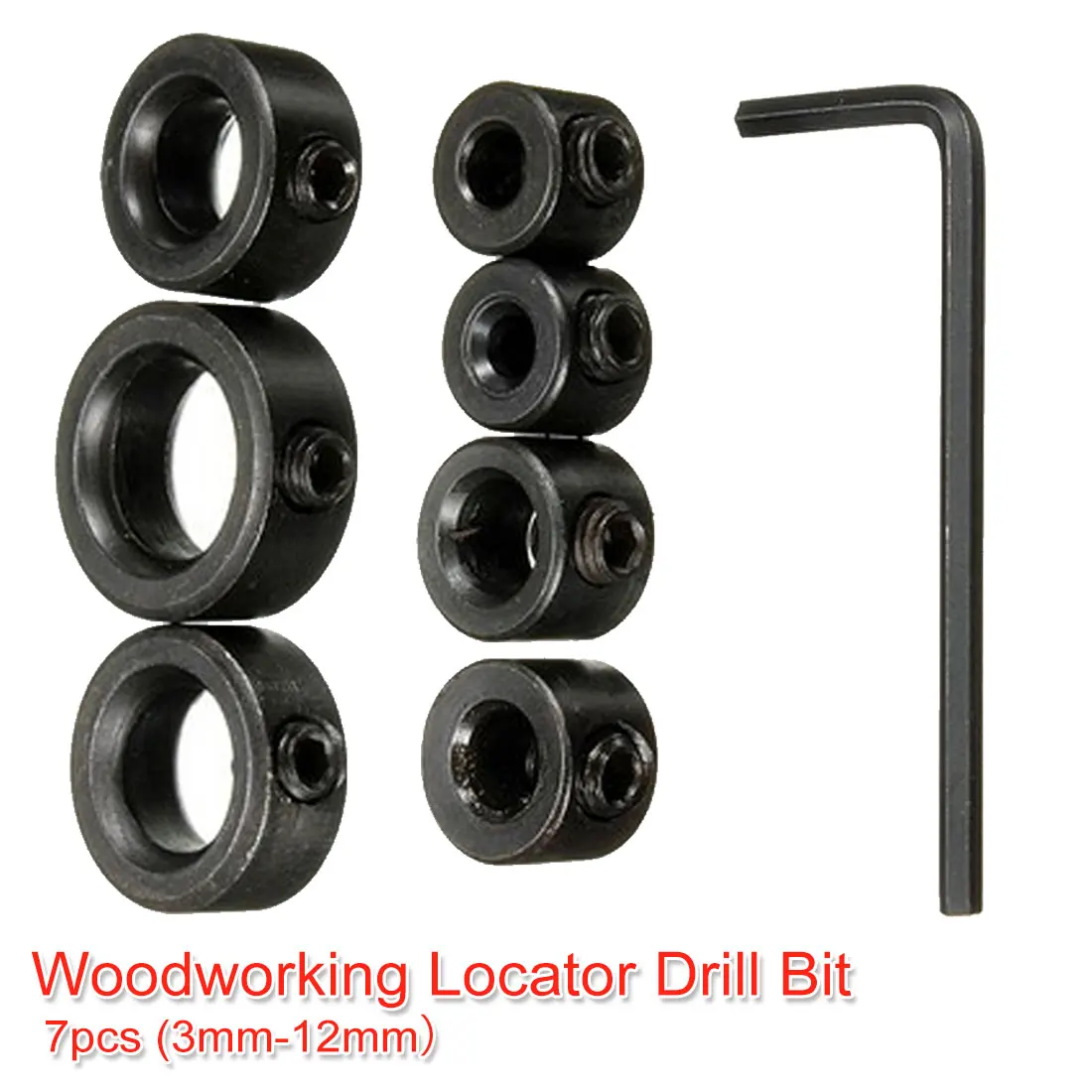 Drill Bit Tools 8pcs 3-12mm Depth Stop Collar Ring Positioner Spacing Ring Locator Woodworking Tools With Hex Wrench Guide
Drill Bit Tools 8pcs 3-12mm Depth Stop Collar Ring Positioner Spacing Ring Locator Woodworking Tools With Hex Wrench Guide