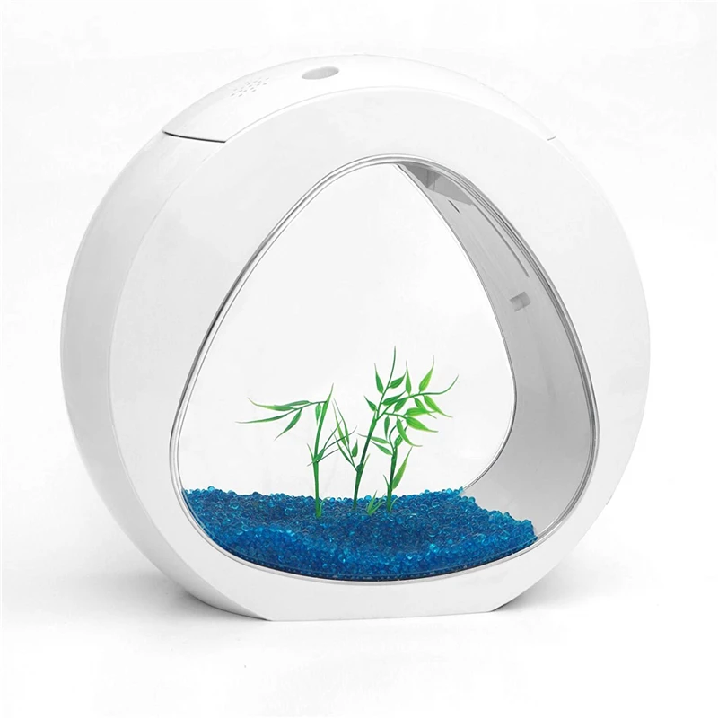 1 Creative Acrylic Fish Tank Small Nano Curve Office Table Aquarium Fish Tank Tropical LED Lighting Goldfish Betta Fish Bowl