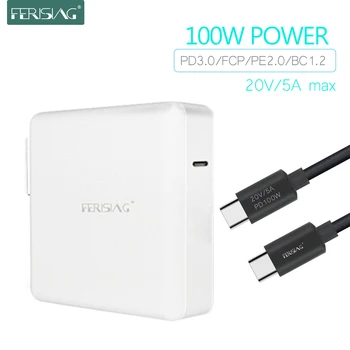 

FERISING 100W PD Fast Quick Charger Type-C USB C QC3.0 QC4.0 Power for MacBook Pro Air 13'' 14'' 15'' iPad iPhone Samsung Xiaomi