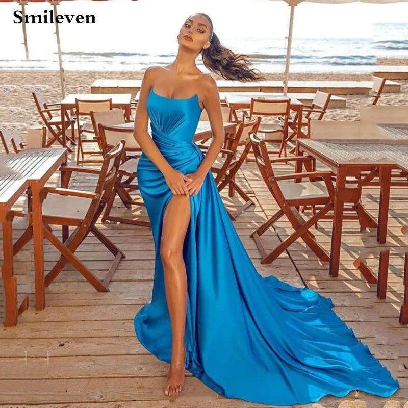 Голубое вечернее платье без бретелек Smileven, длинное платье-Русалка с высокой платье с разрезом для выпускного вечера по бокам, Новое поступл... 
Голубое вечернее платье без бретелек Smileven, длинное платье-Русалка с высокой платье с разрезом для выпускного вечера по бокам, Новое поступл...