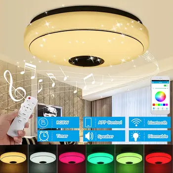 100W Dimmable RGBW LED Music Ceiling Lights with bluetooth Speaker Remote and APP Control Flush Mount Home Ceiling Light Fixture
100W Dimmable RGBW LED Music Ceiling Lights with bluetooth Speaker Remote and APP Control Flush Mount Home Ceiling Light Fixture