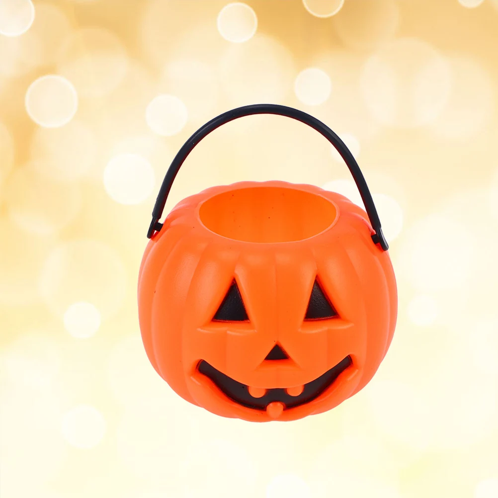 12pcs halloween supplies candy bucket portable orange pumpkin