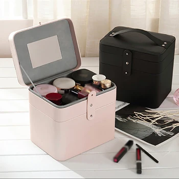 Cosmetic Storage Box Professional Suitcase With Mirror Cosmetic Portable Cosmetic Box PU Leather Multi-layer Storage Box 2020
Cosmetic Storage Box Professional Suitcase With Mirror Cosmetic Portable Cosmetic Box PU Leather Multi-layer Storage Box 2020