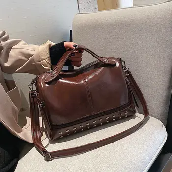 Retro Crossbody Bags for Women Leather Handbags Brown Rivet Soft Pu Fashion Women's Shoulder Bag Satchel Messenger Bag 2020
Retro Crossbody Bags for Women Leather Handbags Brown Rivet Soft Pu Fashion Women's Shoulder Bag Satchel Messenger Bag 2020