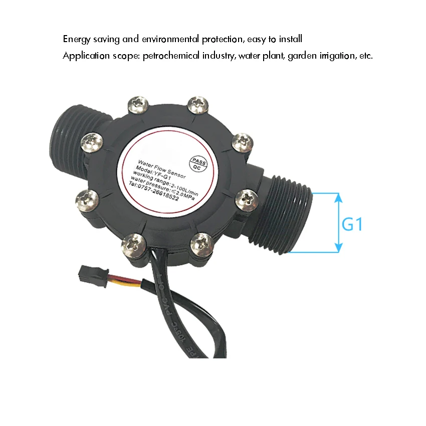 DN25 Water Flow Sensor Switch Meter Flowmeter Counter 1-100L/min Industrial for Dispenser Air Conditioner | Инструменты