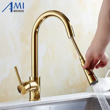 Golden Polished Pull Out Faucets Kitchen Faucet Basin Hot Cold Mixer Tap Sink Faucet 2 Function Spring&Stream KL8055D
Golden Polished Pull Out Faucets Kitchen Faucet Basin Hot Cold Mixer Tap Sink Faucet 2 Function Spring&Stream KL8055D
