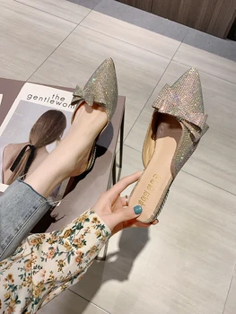 Square heel Pointed Toe Shoes Woman 2020 Glitter Slides Low Woman's Slippers Med Butterfly-knot Block Jelly Cover New Basic
Square heel Pointed Toe Shoes Woman 2020 Glitter Slides Low Woman's Slippers Med Butterfly-knot Block Jelly Cover New Basic