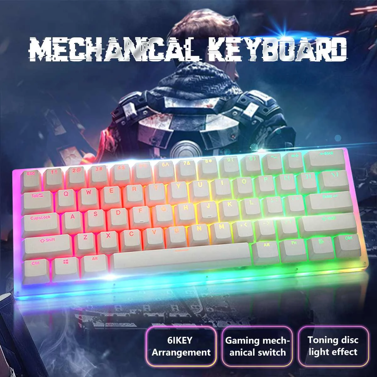 Gamakay K61 61 Keys Mechanical Gaming Keyboard Tyce-C Wired RGB Backlit keyboard Gateron Switch Crystalline Base Hot Swappable
Gamakay K61 61 Keys Mechanical Gaming Keyboard Tyce-C Wired RGB Backlit keyboard Gateron Switch Crystalline Base Hot Swappable