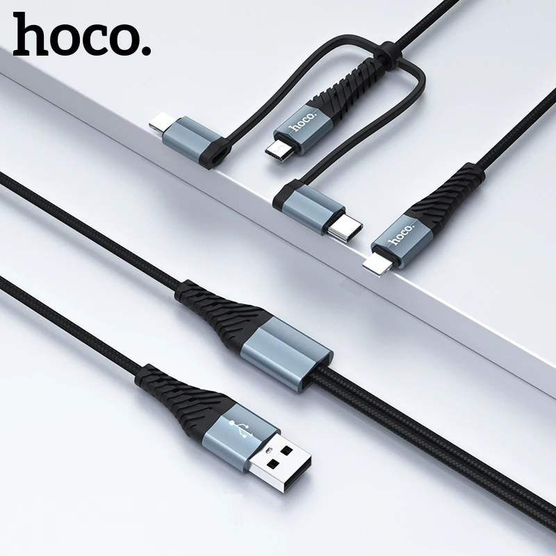 HOCO 4 in 1 USB Cable for iPhone 11 Pro X XS max XR Fast Charger Cable 3 in 1 Micro USB Type C Cable for Samsung Galaxy S10 S9
HOCO 4 in 1 USB Cable for iPhone 11 Pro X XS max XR Fast Charger Cable 3 in 1 Micro USB Type C Cable for Samsung Galaxy S10 S9
