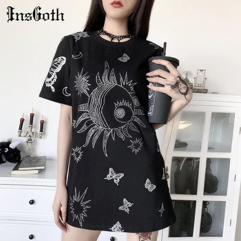 InsGoth Sun Moon Print Loose Black T-shirts Gothic Harajuku Long Tshirt Casual Cotton O-neck Oversize Tops Summer Female Tees
InsGoth Sun Moon Print Loose Black T-shirts Gothic Harajuku Long Tshirt Casual Cotton O-neck Oversize Tops Summer Female Tees
