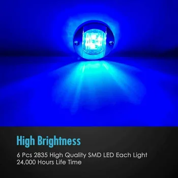 12V-24V DC 2pcs Round Marine Boat 6 LED Courtesy Lights Cabin Deck Starboard Stern Light Blue Waterproof Accessories
12V-24V DC 2pcs Round Marine Boat 6 LED Courtesy Lights Cabin Deck Starboard Stern Light Blue Waterproof Accessories