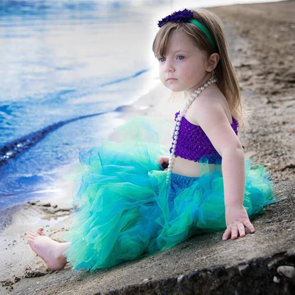 

Baby Girls Mermaid Tutu Dress Toddler Kids Birthday Party Outfit Mermaid Tail Princess Girl Costume Tutus Set for Photo Shoot