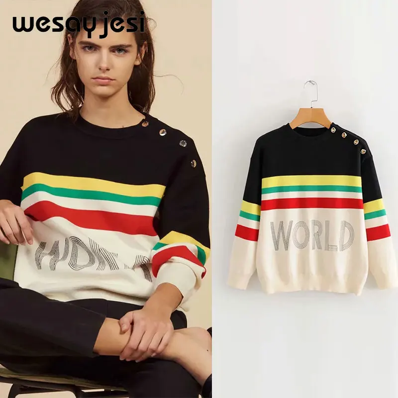 2019 Korean Winter Sweaters Woman Autumn O-Neck Striped Print Letter World Loose Pullover Sweater Female Casual Women Clothes
2019 Korean Winter Sweaters Woman Autumn O-Neck Striped Print Letter World Loose Pullover Sweater Female Casual Women Clothes