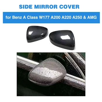 Rearview Side Mirror Cover Caps for Mercedes-Benz A Class W177 2019 Side Mirror Cap LHD Only Carbon Fiber / ABS Carbon Look