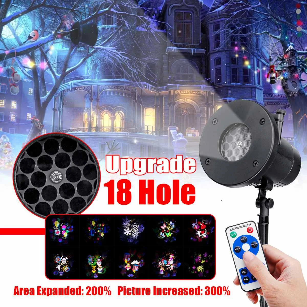 Projector Lamp 18 Holes Outdoor Landscape Light Christmas Halloween Party Garden Decoration Remote Control Holiday Lighting
Projector Lamp 18 Holes Outdoor Landscape Light Christmas Halloween Party Garden Decoration Remote Control Holiday Lighting