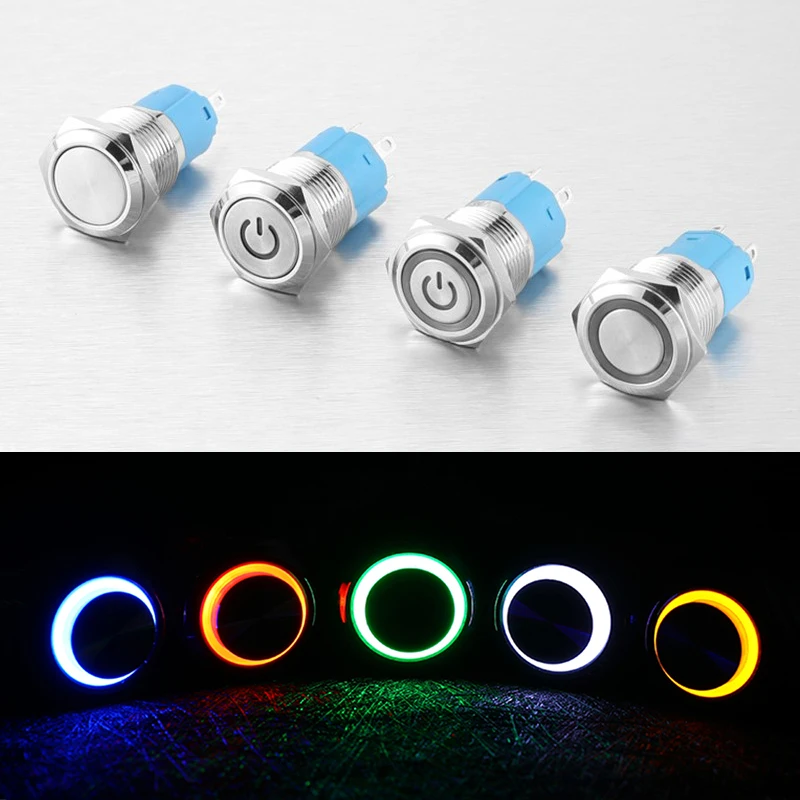 12V Metal Push Button Switch Power Button Waterproof Flat Circular Button LED Light Self-lock Self-reset Button 8/12/16/19/22 mm
12V Metal Push Button Switch Power Button Waterproof Flat Circular Button LED Light Self-lock Self-reset Button 8/12/16/19/22 mm