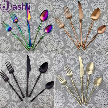 Colorful Matte Black Cutlery Set 18/10 Stainless Steel Dinnerware Set 5Pcs/set Fork Knife Scoops Silverware Tableware Set
Colorful Matte Black Cutlery Set 18/10 Stainless Steel Dinnerware Set 5Pcs/set Fork Knife Scoops Silverware Tableware Set