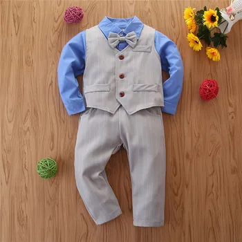 Toddler Kids Baby Boys Bow Tie+Solid Shirt+ Stripe Pants Overalls Gentleman Suit roupas infantis menina dropshiping W1010
Toddler Kids Baby Boys Bow Tie+Solid Shirt+ Stripe Pants Overalls Gentleman Suit roupas infantis menina dropshiping W1010