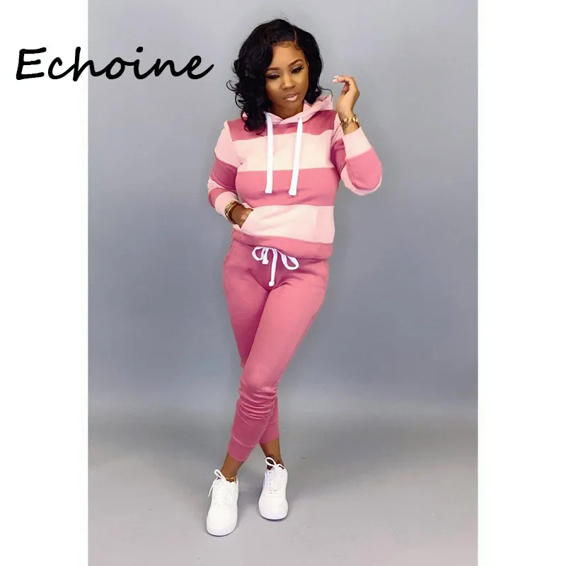 Plus Size 3xl Casual Hooded Striped Two Pieces Bandage Sweatshirt + Pants Tracksuit Women's Suit Jogging Femme Autumn Winter
Plus Size 3xl Casual Hooded Striped Two Pieces Bandage Sweatshirt + Pants Tracksuit Women's Suit Jogging Femme Autumn Winter