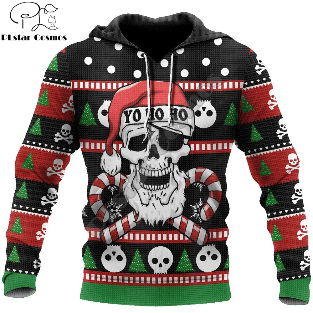 

Santa skull 3D All Over Printed Mens Hoodie Skulls Christmas Hooded Sweatshirt Autumn Streetwear Unisex Casual hoodies KJ717