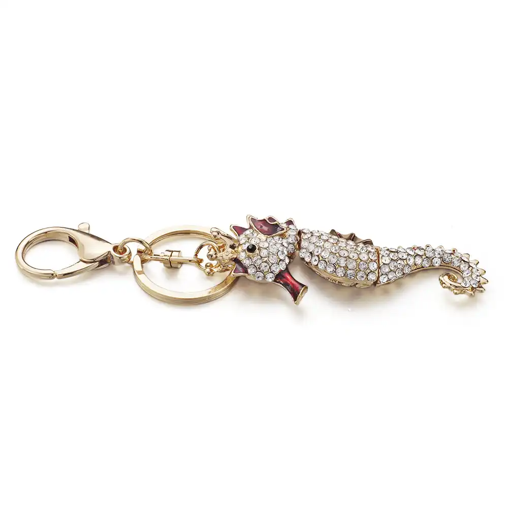 dalaful hippocampus keyrings keychains seahorse enamel crystal