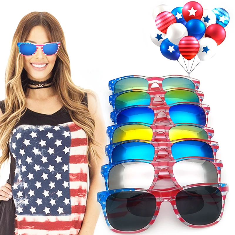 Фото 2021 Various personality USA Flag sunglasses Independence Day Eyewear American Promotional Sun Glasses | Аксессуары для одежды