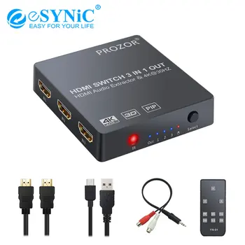 eSYNiC 4K3D HDMI Switch 1080P HDMI Audio Extractor With IR Remote Control Optical Toslink Stereo output with RCA Cable Converter
eSYNiC 4K3D HDMI Switch 1080P HDMI Audio Extractor With IR Remote Control Optical Toslink Stereo output with RCA Cable Converter