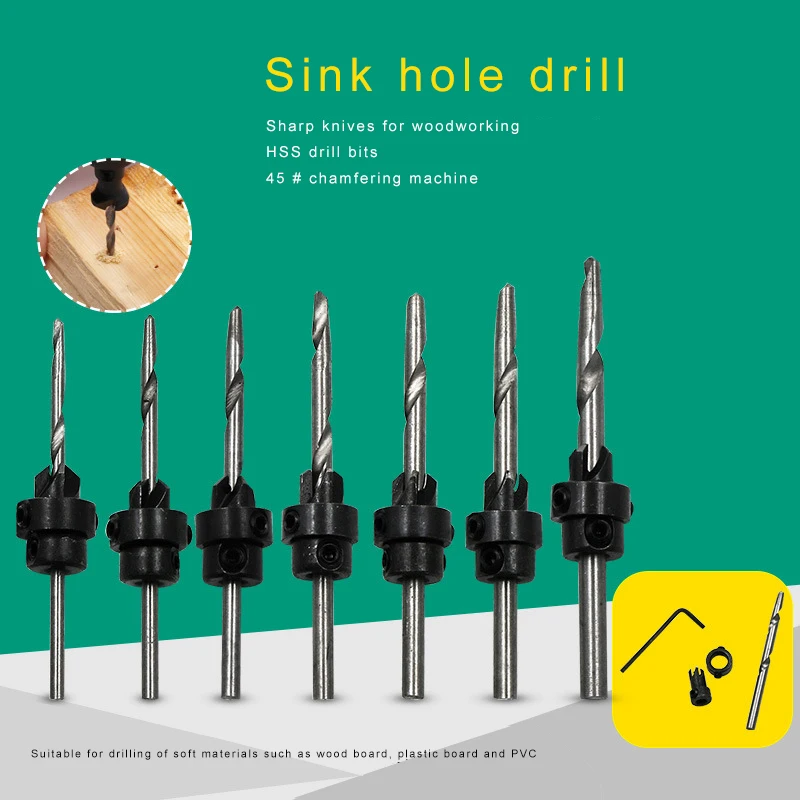 7Pcs Countersink Drill Bit Set Wood Screw Drills Stop Collar Woodworking Countersinks Drills Bits Professional Accessories h3
7Pcs Countersink Drill Bit Set Wood Screw Drills Stop Collar Woodworking Countersinks Drills Bits Professional Accessories h3