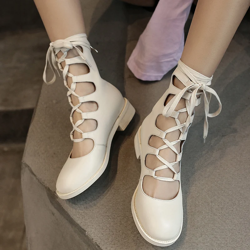 ins hot Women summer ankle Boots big size 22-26.5cm length Genuine Leather cow leather and sheepskin Boots Hollow roman sandals 
ins hot Women summer ankle Boots big size 22-26.5cm length Genuine Leather cow leather and sheepskin Boots Hollow roman sandals