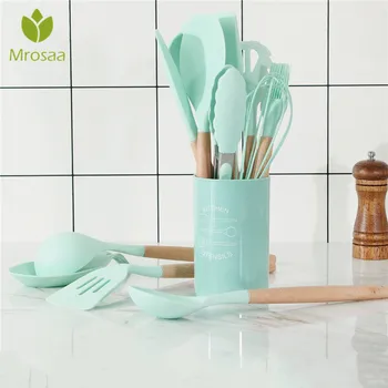 12/13PCS Silicone Cooking Utensils Set Non-stick Spatula Shovel Wooden Handle Cooking Tools Set With Storage Box Kitchen Tools 
12/13PCS Silicone Cooking Utensils Set Non-stick Spatula Shovel Wooden Handle Cooking Tools Set With Storage Box Kitchen Tools