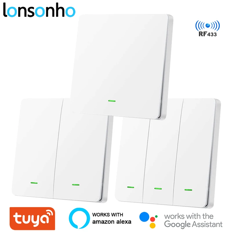Lonsonho RF433 + Wifi Smart Light Switch EU Tuya Smartlife App Wireless Remote Control Push Button Wall Switch Alexa Google Home
Lonsonho RF433 + Wifi Smart Light Switch EU Tuya Smartlife App Wireless Remote Control Push Button Wall Switch Alexa Google Home