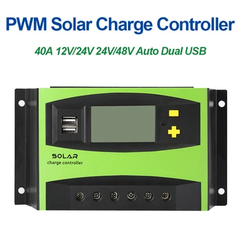 40A Solar Controller Dual USB PWM Solar PV Charge Regulators Regulator 12V 24V Battery Automatic Identification LCD Display
40A Solar Controller Dual USB PWM Solar PV Charge Regulators Regulator 12V 24V Battery Automatic Identification LCD Display