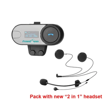 FreedConn TCOM-SC Motorcycle Bluetooth Helmet Headset 800M Wireless Intercom Helmet Headphone with 2 in 1 headset